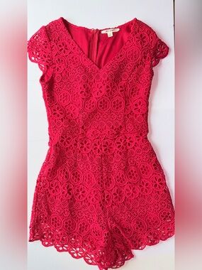 miami Red Women's Crochet Romper